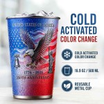 250th Anniversary Color Changing Stainless Steel Cup 16 oz Patriotic Eagle Drinkware